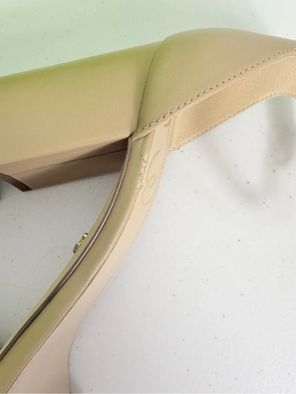 Sam Edelman Daniella Block Heel Sandal 8M Soft Beige Nude Leather Matte